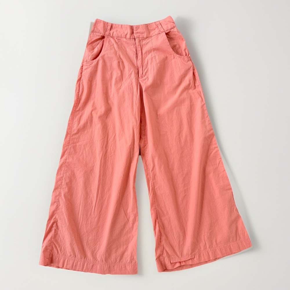Free People Sweet Talk Chino Pant Size 4 Coral Orange Wide Leg